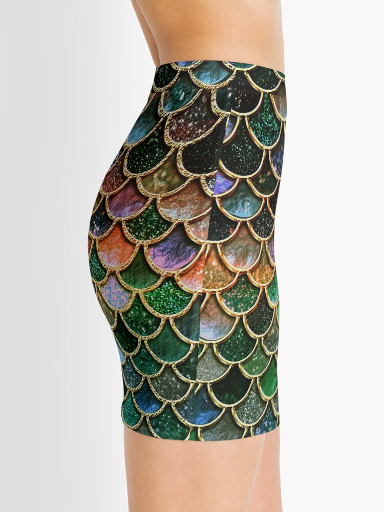 Alternate view of Green Sparkle Faux Glitter Mermaid Scales Mini Skirt