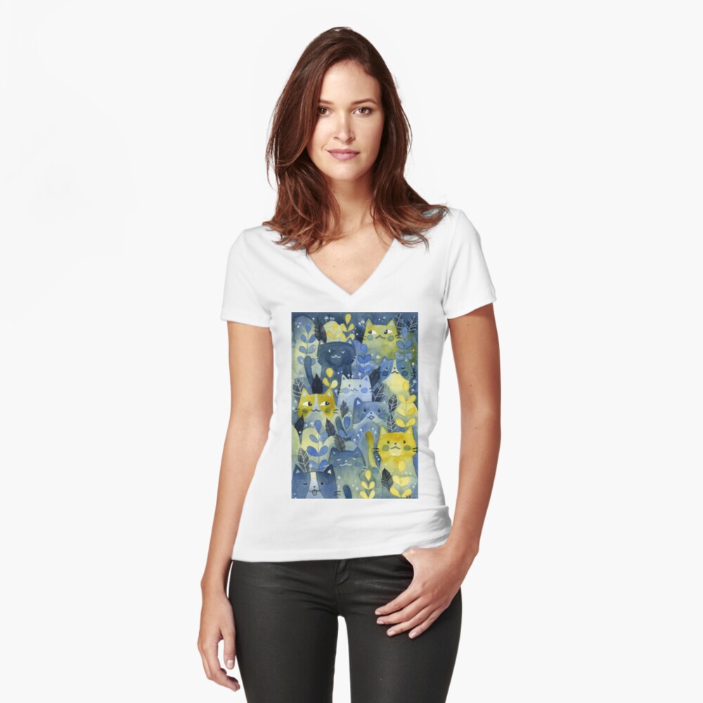 Item preview, Fitted V-Neck T-Shirt designed and sold by clockworkkite.