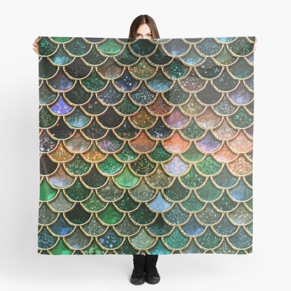 Green Sparkle Faux Glitter Mermaid Scales Scarf