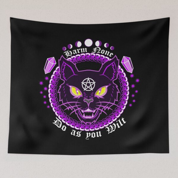 Item preview, Womens Satan Goth Cat Wiccan Rede Amethyst Moon Phases designed and sold by Phaedra Jones.