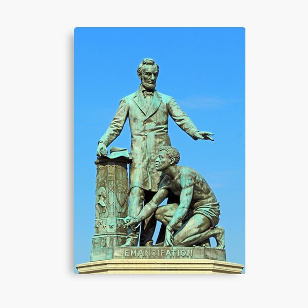 Abraham Lincoln Freeing A Slave At The Emancipation Memoria -- 3 Canvas Print