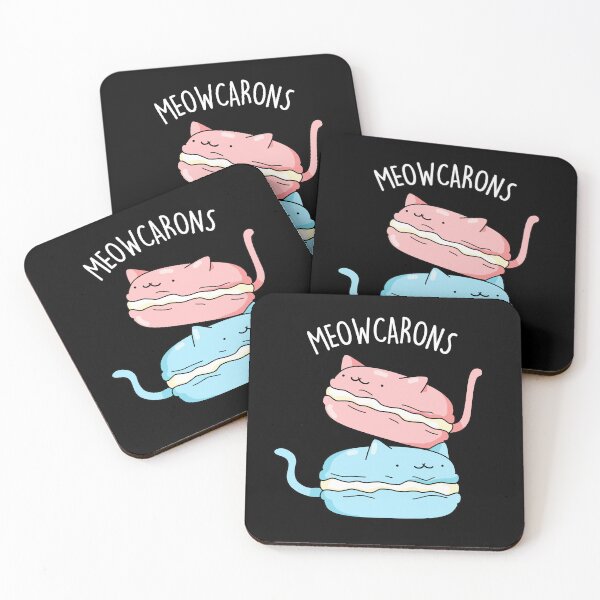 Item preview, Meowcarons Funny Macaron Puns (Dark BG) designed and sold by punnybone.