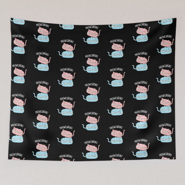 Item preview, Meowcarons Funny Macaron Puns (Dark BG) designed and sold by punnybone.