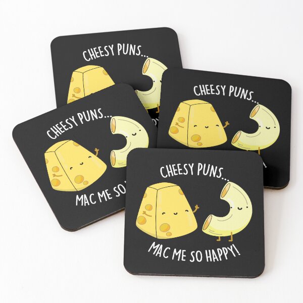 Item preview, Cheesy Puns Mac Me So Happy Funny Mac Cheese Puns (Dark BG) designed and sold by punnybone.