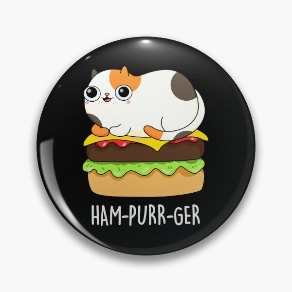Item preview, Ham-Purr-Ger Funny Kitty Cat Hamburger Puns (Dark BG) designed and sold by punnybone.