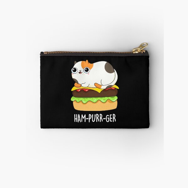 Item preview, Ham-Purr-Ger Funny Kitty Cat Hamburger Puns (Dark BG) designed and sold by punnybone.