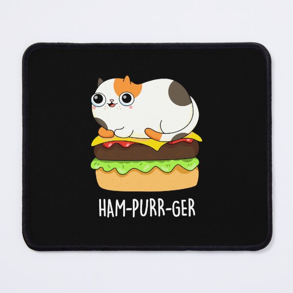 Item preview, Ham-Purr-Ger Funny Kitty Cat Hamburger Puns (Dark BG) designed and sold by punnybone.