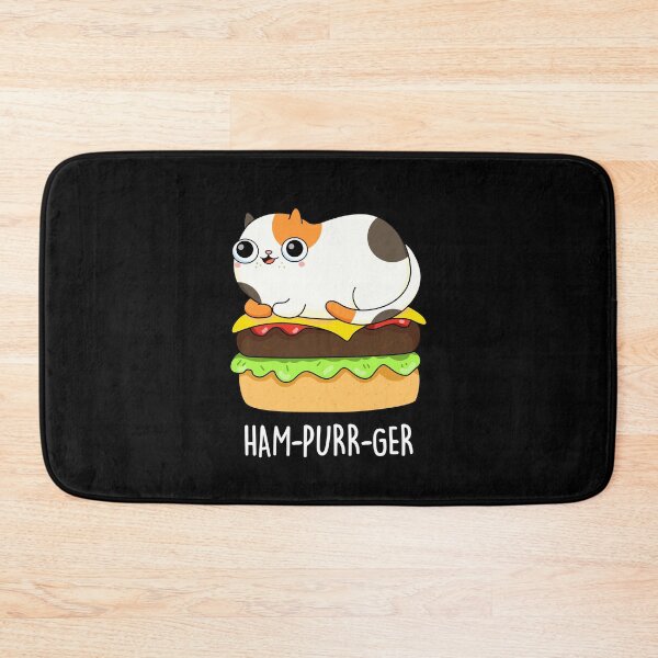 Item preview, Ham-Purr-Ger Funny Kitty Cat Hamburger Puns (Dark BG) designed and sold by punnybone.