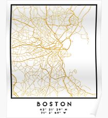 BOSTON MASSACHUSETTS CITY STREET MAP ART Poster