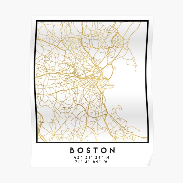 BOSTON MASSACHUSETTS CITY STREET MAP ART Poster
