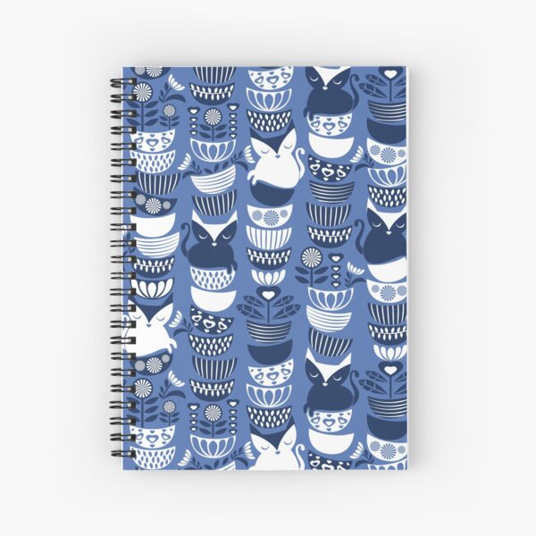 Swedish folk cats I // indigo blue background Spiral Notebook
