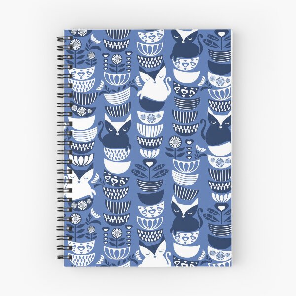 Item preview, Swedish folk cats I // indigo blue background designed and sold by SelmaCardoso.