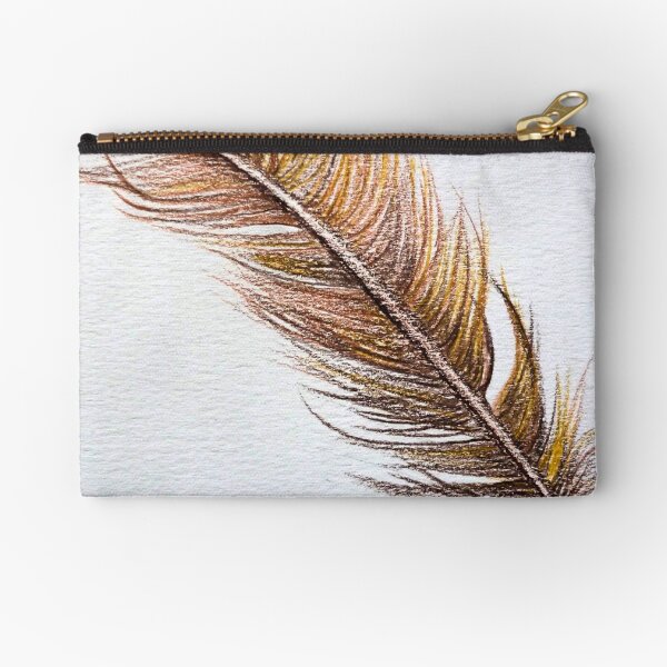 Brown feather Zipper Pouch