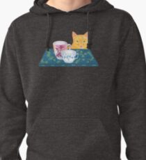 still life with cat and coffeecups Pullover Hoodie
