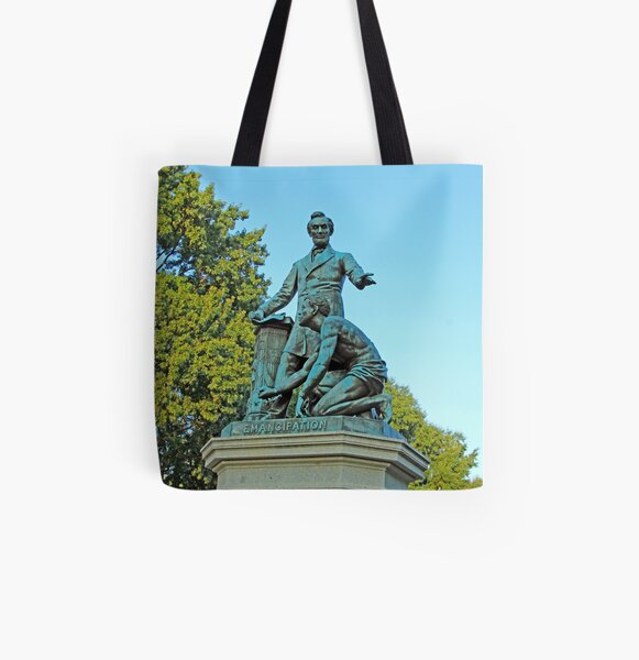 Abraham Lincoln Freeing A Slave At The Emancipation Memorial -- 2 All Over Print Tote Bag