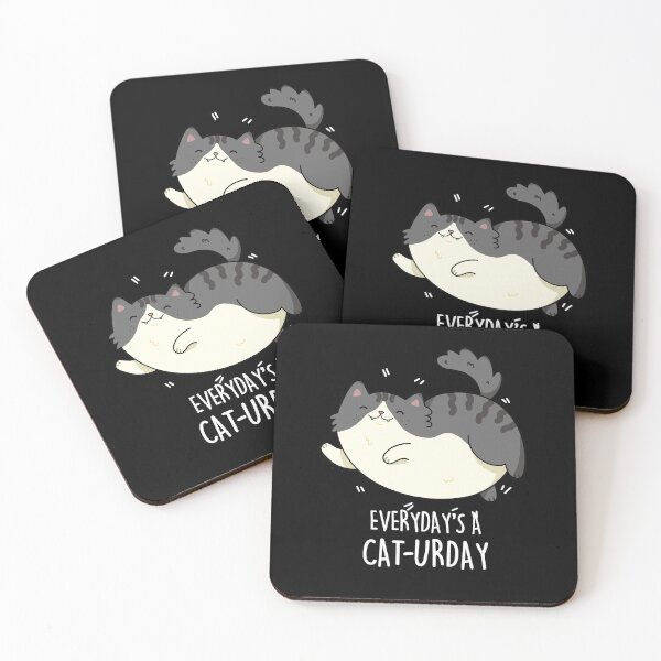 Item preview, Everyday's A Cat-urday Fat Kitty Funny Cat Puns (Dark BG) designed and sold by punnybone.