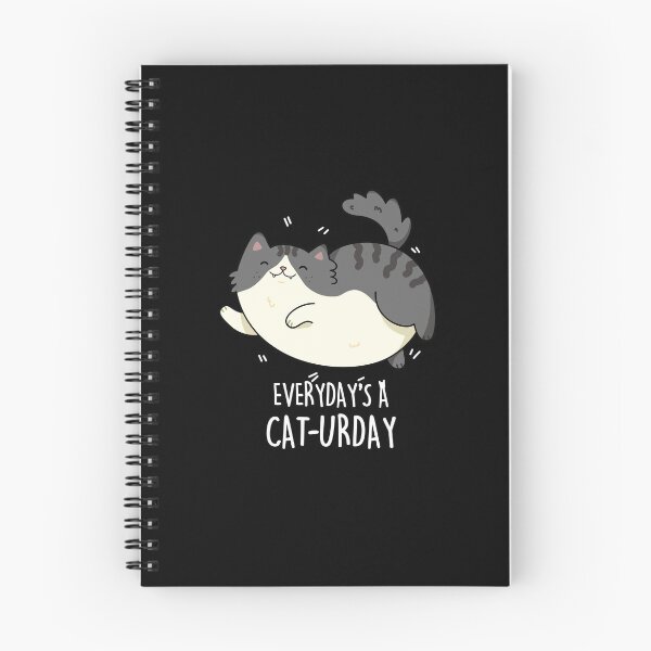 Item preview, Everyday's A Cat-urday Fat Kitty Funny Cat Puns (Dark BG) designed and sold by punnybone.
