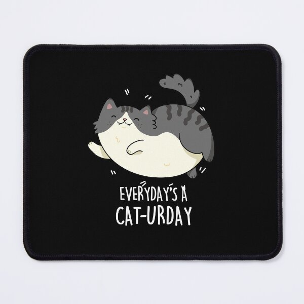 Item preview, Everyday's A Cat-urday Fat Kitty Funny Cat Puns (Dark BG) designed and sold by punnybone.