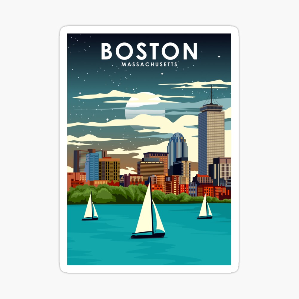 Boston Sports Teams In Front 2 Of Skyline Poster, New England