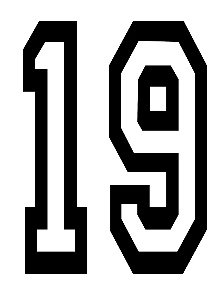 19. 19th. TEAM SPORTS, NUMBER 19, NINETEEN, NINETEENTH, Competition. by TOMSREDBUBBLE