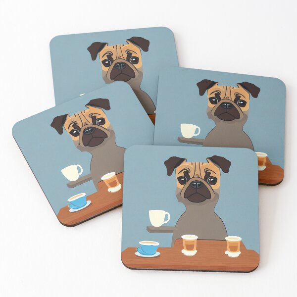 Item preview, Pug drinking coffee designed and sold by HellsBrew.