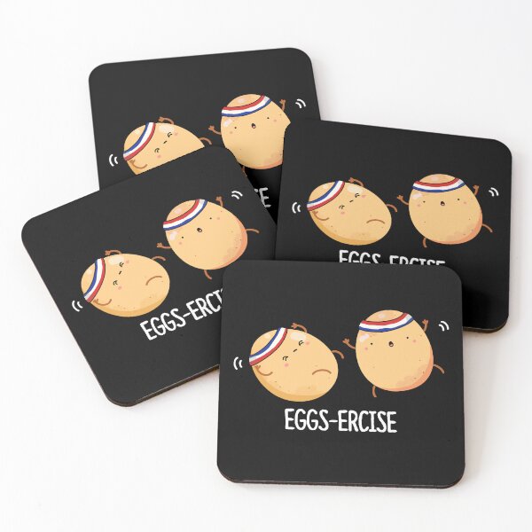 Item preview, Eggs-ercise Aerobic Funny Egg Puns (Dark BG) designed and sold by punnybone.