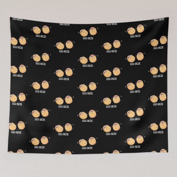 Item preview, Eggs-ercise Aerobic Funny Egg Puns (Dark BG) designed and sold by punnybone.