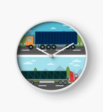 Cargo Transportation. Truck and Trailer. Delivery Trucks. Logistics Transportation. Mode of Transportation. Cargo Truck. Flat style Clock