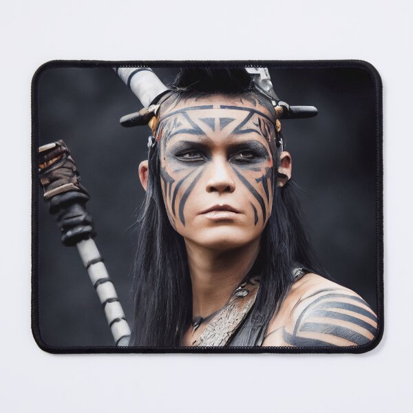 Item preview, Female barbarian warrior with tribal tattoos designed and sold by ai1art.