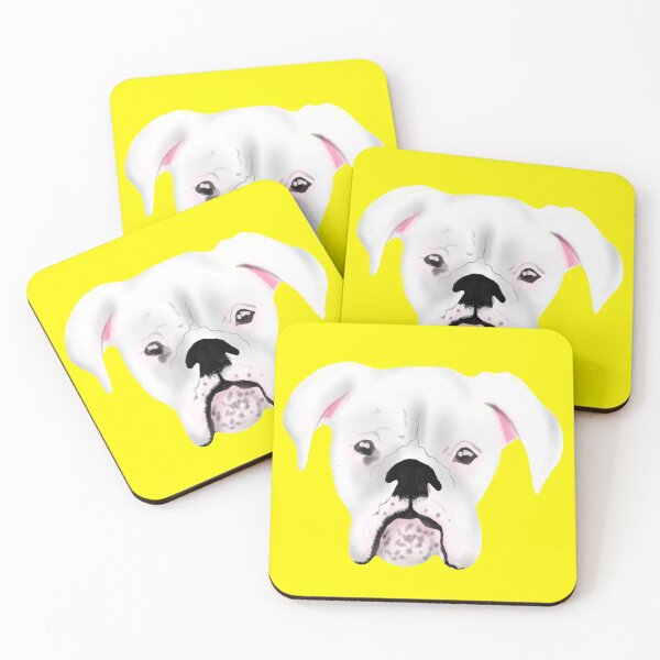 Item preview, WHITE BOXER DOG PUPPY YELLOW designed and sold by GIVENGRACE.ART.