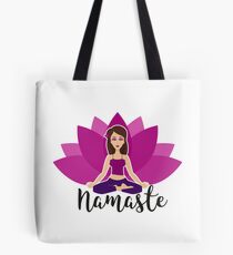 Pink lotus and Yoga girl in padmasana Tote Bag
