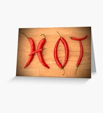 Cayenne Red Peppers Typographic Food Spelling HOT Greeting Card
