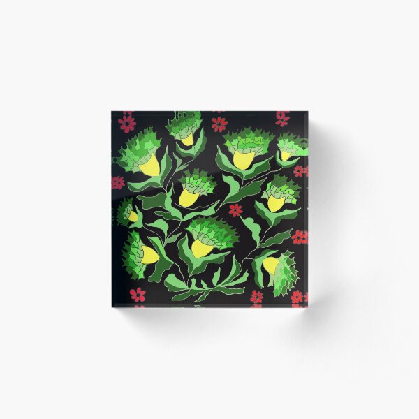 Striking Thistle Pattern Acrylic Block