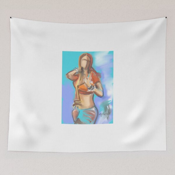 Item preview, Indian Girl in Blue Sari designed and sold by Sukhpal Grewal Ethnic Art.