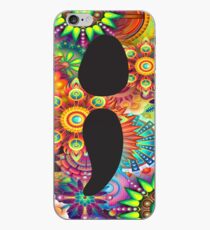 Mental Health Awareness Semi Colon Psychedelic Pattern iPhone Case