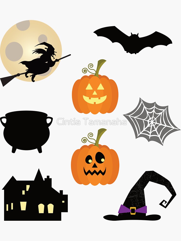 HALL2 - Sticker sorcière chaudron d'Halloween