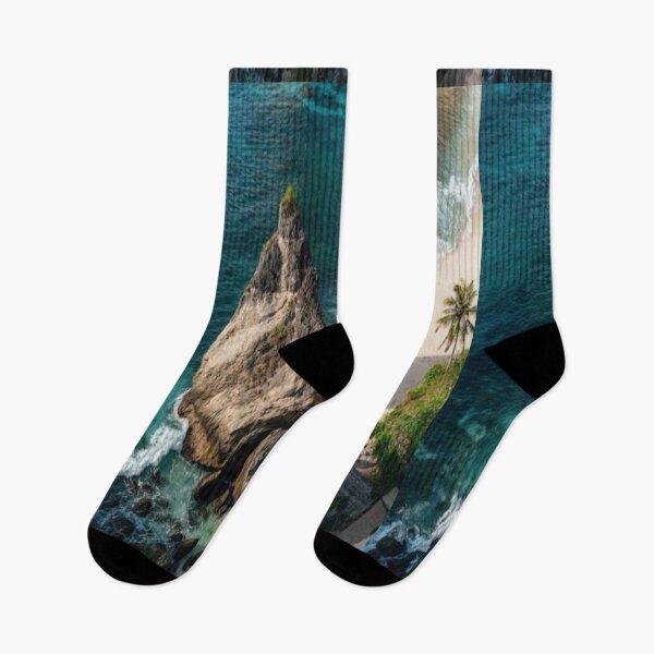 Item preview,  Cute colourful blue sea or ocean or blue water and rocks and palm trees design designed and sold by BEAUTY ⭐⭐⭐⭐⭐.
