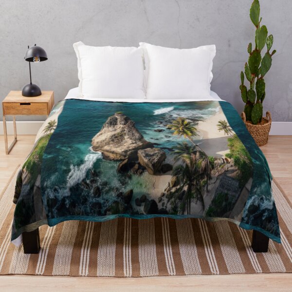 Item preview, Cute colourful blue sea or ocean or blue water and rocks and palm trees design designed and sold by BEAUTY ⭐⭐⭐⭐⭐.