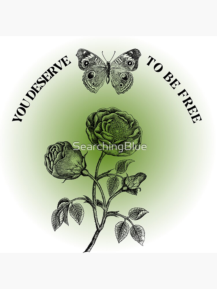 "YOU DESERVE TO BE FREE / Butterfly Rose Design" Sticker for Sale by