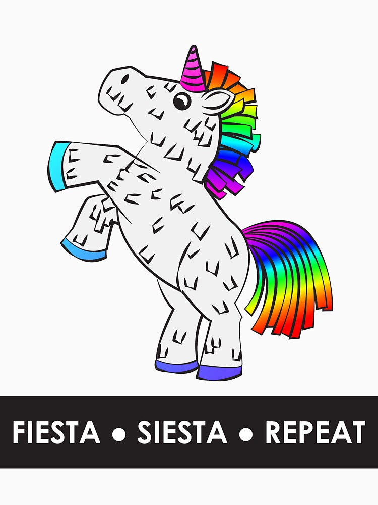 Fiesta, Siesta, Repeat with Unicorn Piñata (White and Rainbow) by Kristina-Thalin