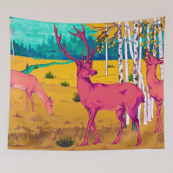 Item preview, Deer in a clearing stylized modern art designed and sold by AlexSin.