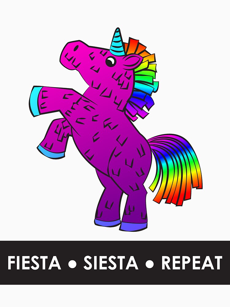 Fiesta, Siesta, Repeat with Unicorn Piñata (Purple and Rainbow) by Kristina-Thalin