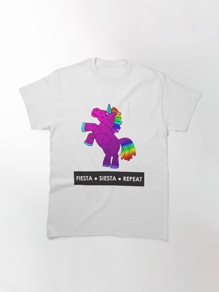 Alternate view of Fiesta, Siesta, Repeat with Unicorn Piñata (Purple and Rainbow) Classic T-Shirt