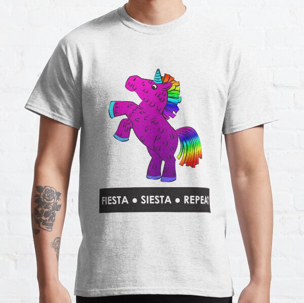 Fiesta, Siesta, Repeat with Unicorn Piñata (Purple and Rainbow) Classic T-Shirt