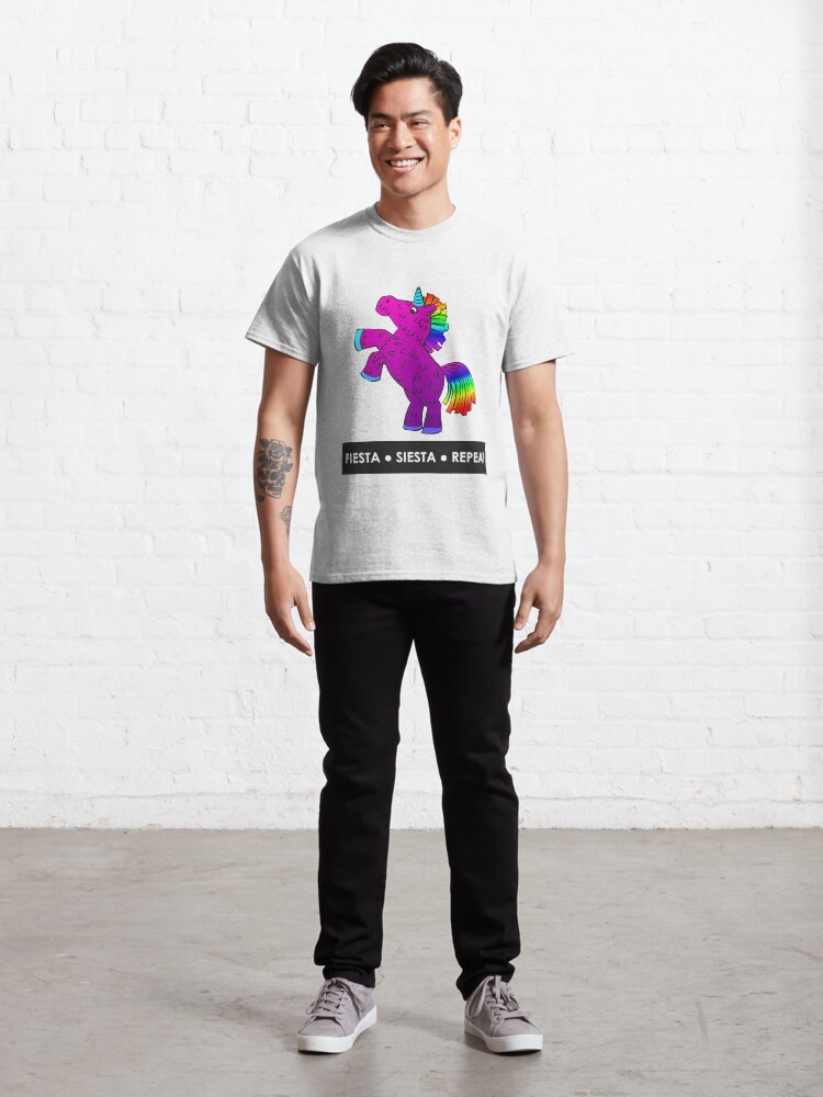 Alternate view of Fiesta, Siesta, Repeat with Unicorn Piñata (Purple and Rainbow) Classic T-Shirt