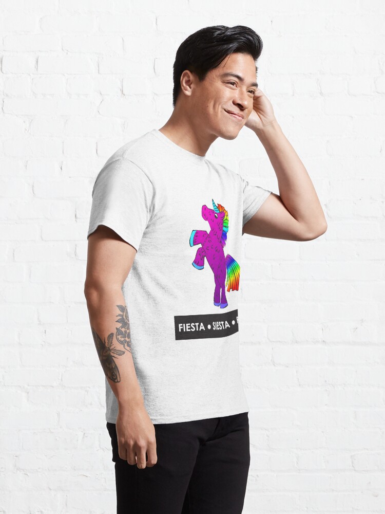Alternate view of Fiesta, Siesta, Repeat with Unicorn Piñata (Purple and Rainbow) Classic T-Shirt