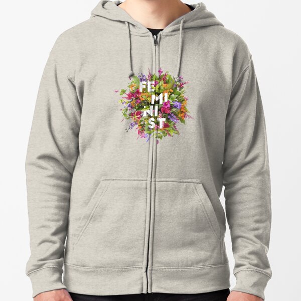 Floral Feminist Zipped Hoodie