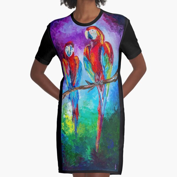 Parrots Graphic T-Shirt Dress