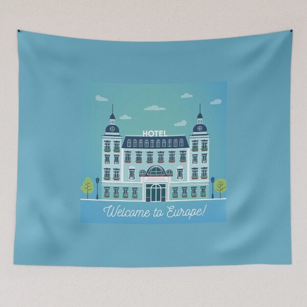 Item preview, Vintage European City Hostel. Travel Industry Hotel Building Facade designed and sold by ivector.