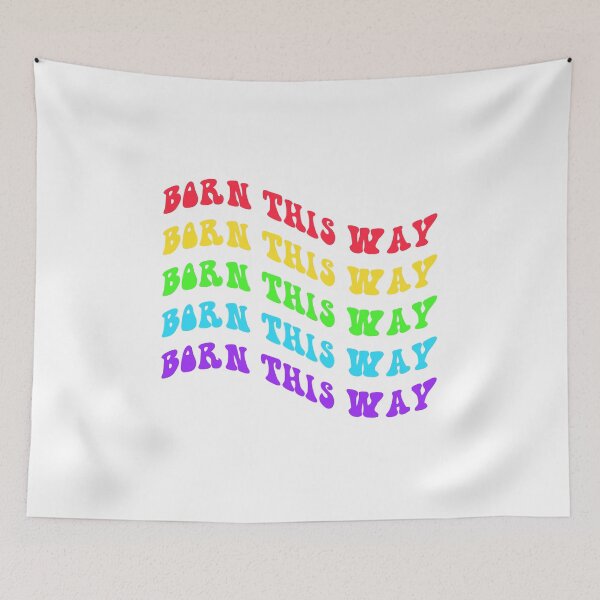 Item preview, BORN THIS WAY LGBT Pride Flag Text Rainbow designed and sold by everything4eva.